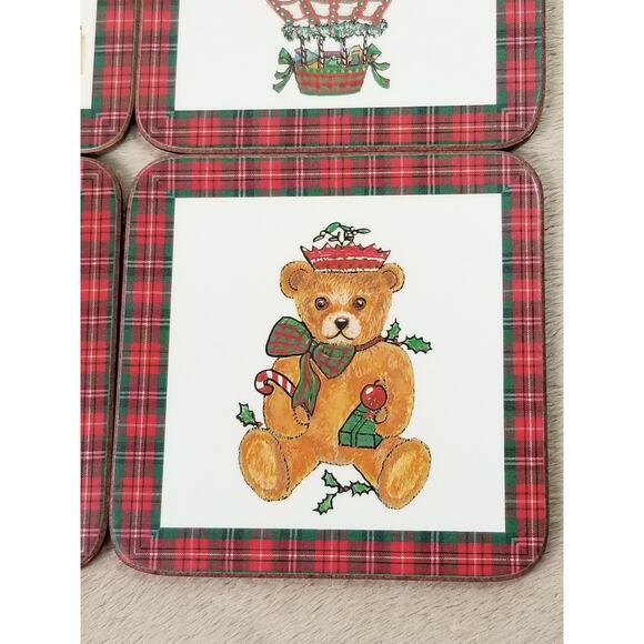 Christmas Pimpernel Coasters Tartan Holiday w/ Box Made England x6 Vtg - Picture 8 of 15